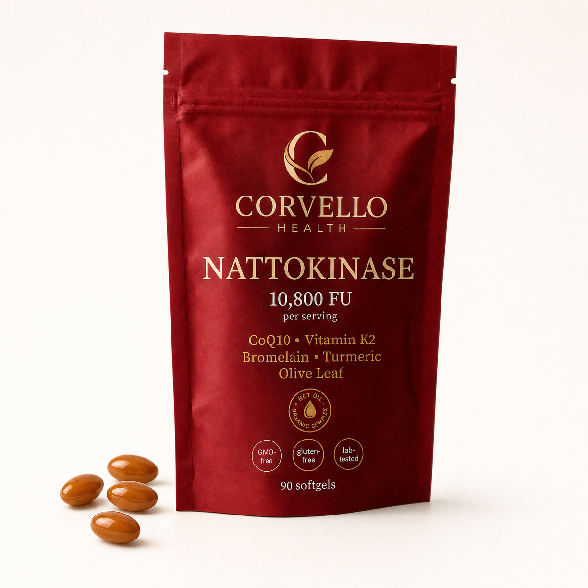 Corvello Health Nattokinase supplement pouch